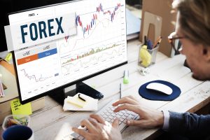 Illustration of forex trading or stock exchange on desktop