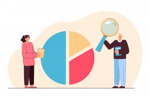 Business analysing chart and statistics for research purposes