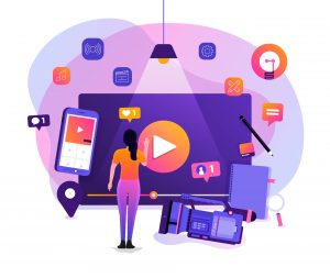 Illustration of video marketing on a big scale 