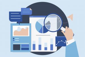 Illustration of market research concept on display