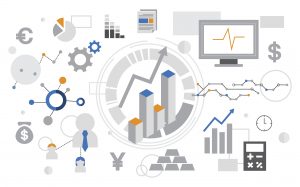 Illustration of market research process and guide concept