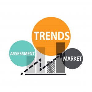 illustration of data collection on market trends and market research and assessment