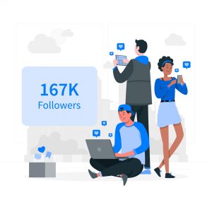 Social media phenomenon influencers and followers concept  