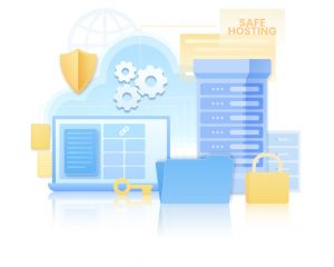 An illustration of web hosting concept and structure